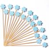 Christmas Snowflake Cocktail Picks 4.7 Inch 100pcs Bamboo Fancy Skewers Toothpicks for Appetizers Food Drink Fruit Sandwich BBQ Christmas Party Charcu