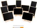 10 Pack Mini Chalkboards Signs with Easel Stand, Small Rectangle Chalkboards Blackboard, Wood Place Cards for Weddings, Birthday Parties