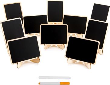 10 Pack Mini Chalkboards Signs with Easel Stand, Small Rectangle Chalkboards Blackboard, Wood Place Cards for Weddings, Birthday Parties