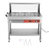 9-Pan Commercial Food Warmer, 9 x 1/3 Pans Electric Steam Table, 1500W Professional Buffet Catering Food Warmer with Shield Undershelf Wheels