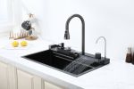 Pull-out Facuet Single Bowl Sink Kitchen Vegetable Sink 304 Whale Waterfall Sink Stainless Steel Dish Sink Vegetable Sink Household Vegetable Washing