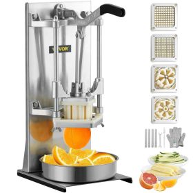 Commercial French Fry Cutter with 4 Replacement Blades, 1/4″ and 3/8″ Blade Easy Dicer Chopper, 6-wedge Slicer and 6-wedge Apple Corer