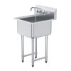 Stainless Steel Prep & Utility Sink, 1 Compartment Free Standing Small Sink Include Faucet & legs, 21"x41" Commercial Single Bowl Sinks for Garage