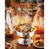 Chafing Dish Buffet Set, 5 Qt 2 Pack, Stainless Steel Chafer with 2 Full Size Pans, Round Catering Warmer Server with Lid Water Pan Folding Stand Clip