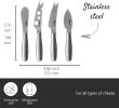 Stainless Steel Cheese 4 Knife Set - Copenhagen Knives For All Types of Cheese - Silver Non-Stick - Dishwasher Safe - For Kitchen Cooking