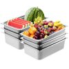 6 Pack Hotel Pans, Full Size Anti-Jam Steam Pan, 0.8mm Thick Stainless Steel Restaurant Steam Table Pan, 6-Inch Deep Commercial Table Pan