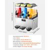Commercial Frozen Drink Maker, 15Lx3 Triple Tank Slushy Machine, 180 Cups Stainless Steel Margarita Smoothie Frozen Drink Machine