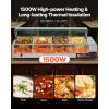 Commercial Food Warmer, 1500W Electric Stainless Steel Steam Food Warmer with Glass Cover