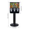 Commercial Vending Machine, Triple Compartment Candy Dispenser with Iron Stand, Gumball and Candy Machine for Business