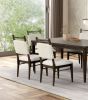 7pc Dining Room Set Dark Walnut Wooden Dining Table 6x Side Chairs Rubber wood Modern Kitchen Dining